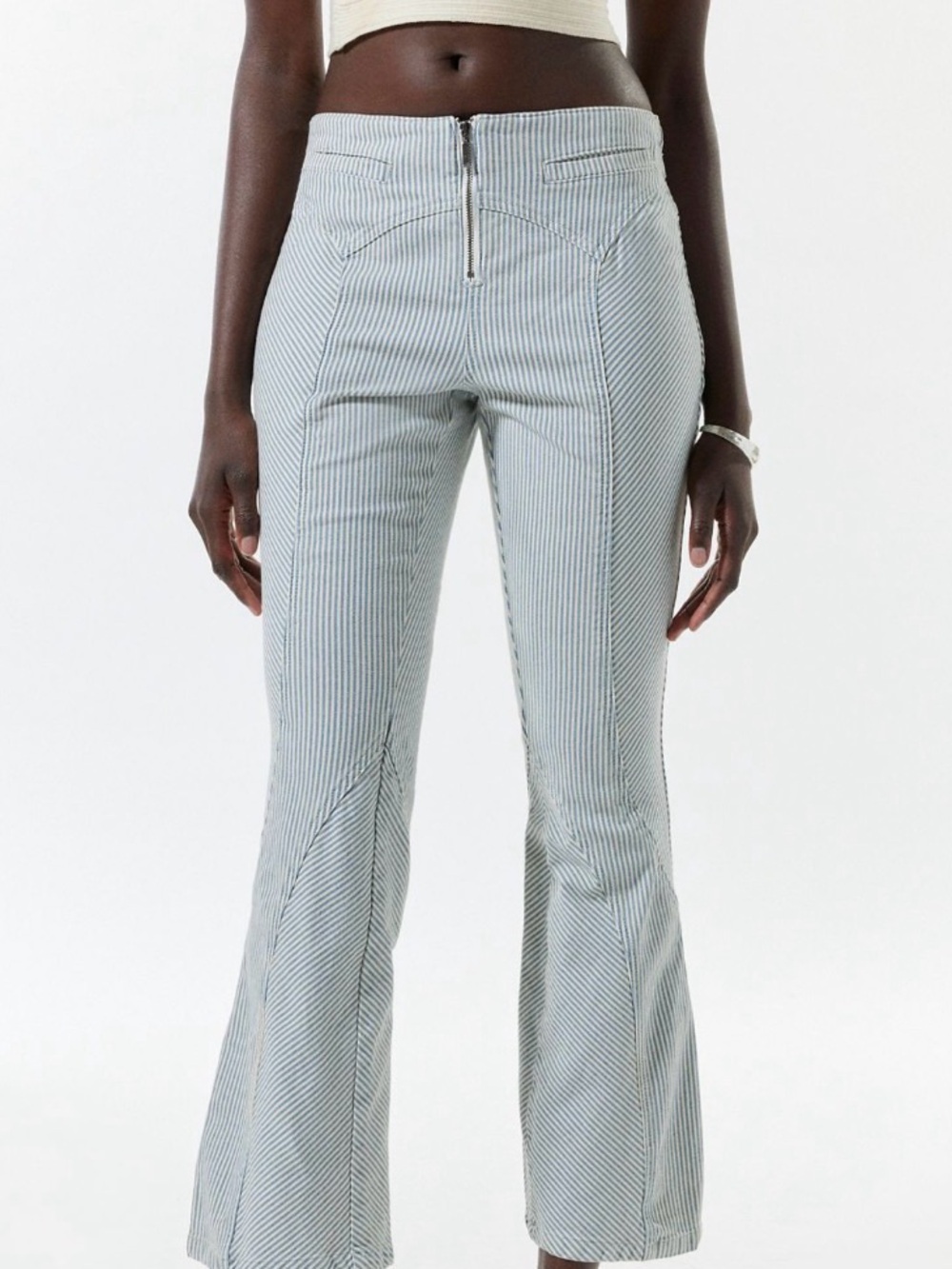 Urban outfitters Pinstripe Flare Pants in Light Blue and White NWT 2